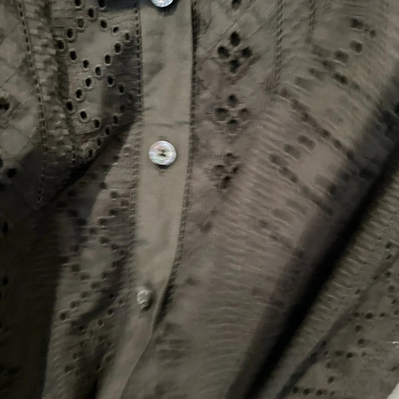 Thakoon Long Sleeve Cotton Eyelet Shirtdress Black Women's sz 8 100%Cotton E0137 - Picture 5 of 10